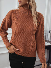 LIZAKOSHT - Cable-Knit Mock Neck Long Sleeve Sweater