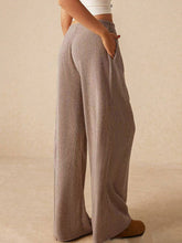 LIZAKOSHT - Ribbed Drawstring Wide Leg Pants