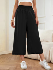 LIZAKOSHT - Elastic Waist Wide Leg Pants
