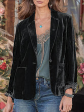 LIZAKOSHT - Pocketed Button Up Lapel Collar Blazer