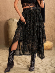 LIZAKOSHT - Lace Detail Layered Midi Skirt