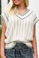 LIZAKOSHT - Cable-Knit V-Neck Sweater Vest