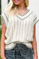 LIZAKOSHT - Cable-Knit V-Neck Sweater Vest