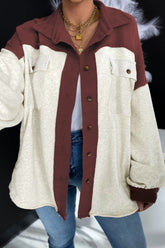 LIZAKOSHT - Pocketed Contrast Collared Neck Jacket