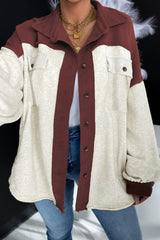 LIZAKOSHT - Pocketed Contrast Collared Neck Jacket