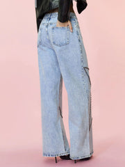 LIZAKOSHT  -  Studded Star Straight Jeans with Pockets