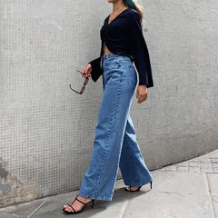 LIZAKOSHT - Women Wide Leg Jeans Straight Leg Baggy Jean High Waist Pants Y2k Mom Jeans for Women Fashion Loose Full Length Streetwear