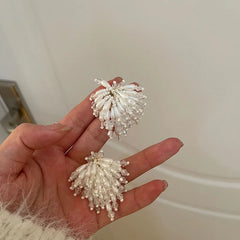 Lizakosht Pearl Crystal Fringed Flowers Earring South Korea's Temperament Fashionable Sweet Elegant Personality Stud Earrings Ms Jewelry