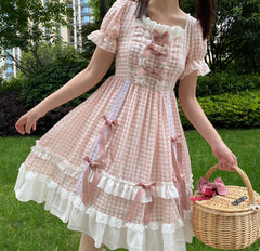 LIZAKOSHT  -  Princess tea party sweet lolita dress vintage lace bowknot cute printing victorian dress kawaii girl gothic lolita op loli cos