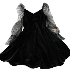 LIZAKOSHT  -  Vintage Hong Kong style velvet black temperament long-sleeved dress for women dress kawaii girl gothic lolita op loli cosplay
