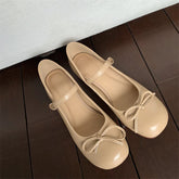 LIZAKOSHT - Women Mary Janes Shoes Genuine Leather Low Heel Pumps Bow Round Toe Female Shoes Block Heels Dress Footwear Orange 40