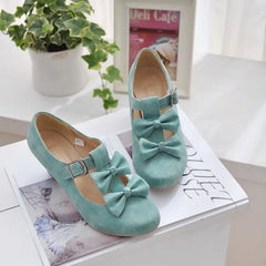 LIZAKOSHT - Sweet lolita shoes kawaii girl cosplay bowknot buckle thick heel round head women shoes princess leather shoes loli cos PU