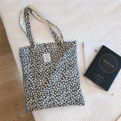LIZAKOSHT - Women Flower Single Shoulder Bag Tote Cotton Cloth Bag Environmental Protection Top-handle Bags Female Daily Handbag