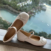 LIZAKOSHT - Women Mary Janes Shoes Genuine Leather Low Heel Pumps Bow Round Toe Female Shoes Block Heels Dress Footwear Orange 40