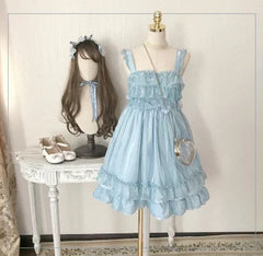 LIZAKOSHT  -  Princess tea party kawaii girl gothic loli Ruffle cosplay jsk vintage cute lace bowknot  high waist Retror jsk Lolita cos loli