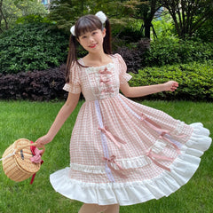 LIZAKOSHT  -  Princess tea party sweet lolita dress vintage lace bowknot cute printing victorian dress kawaii girl gothic lolita op loli cos