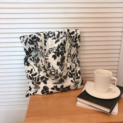 LIZAKOSHT - Women Flower Single Shoulder Bag Tote Cotton Cloth Bag Environmental Protection Top-handle Bags Female Daily Handbag