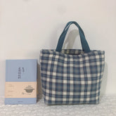 LIZAKOSHT - Women Plaid Lunch Bag Portable Canvas Food Picnic Travel Convenient Women Handbag Lattice Tote Cold Bales Thermal Lunch Box