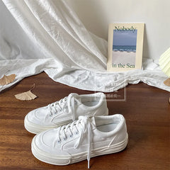 LIZAKOSHT - luxury women shoes Thick-soled canvas shoes women's retro fashion sneakers new breathable Lace-up casual platform shoes