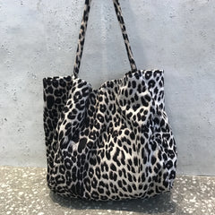 LIZAKOSHT - Women Soft Leopard Print Tote Handbag Girls New Casual Big Capacity Shoulder Messenger Bag Large Eco Shopping Gift Bag Bolsa