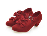LIZAKOSHT - Sweet lolita shoes kawaii girl cosplay bowknot buckle thick heel round head women shoes princess leather shoes loli cos PU