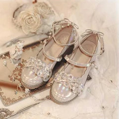 LIZAKOSHT  -  vintage round head thick heel women shoes cute bowknot lace ruffle kawaii shoes loli cosplay Japanese sweet student lolita shoes