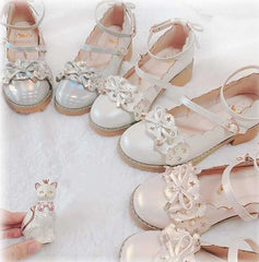 LIZAKOSHT  -  vintage round head thick heel women shoes cute bowknot lace ruffle kawaii shoes loli cosplay Japanese sweet student lolita shoes
