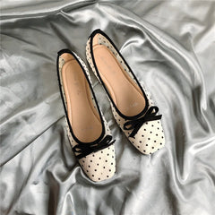 LIZAKOSHT - Summer Polka dot air mesh shoes women loafers sneakers woman flats espadrilles pointed toe bow-knot breathable moccasins