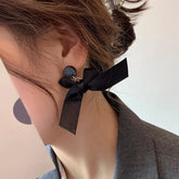 Lizakosht The new Korean premium black bow drop earrings fashion jewelry popular dark gift statement earrings for women.