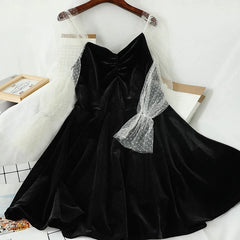 LIZAKOSHT  -  Vintage Hong Kong style velvet black temperament long-sleeved dress for women dress kawaii girl gothic lolita op loli cosplay