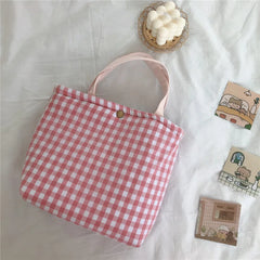 LIZAKOSHT - Women Lattice Fashion Lunch Bag Portable Picnic School Work Lunch Bento Bags With Thickened Aluminum Film Small Tote