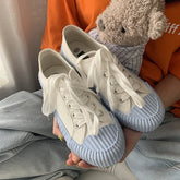 LIZAKOSHT - Luxury Fashion Sneakers Women Retro Flats Shoes Woman Canvas Lace-Up Solid Shallow Woman Vulcanize Shoes Platform Sneakers