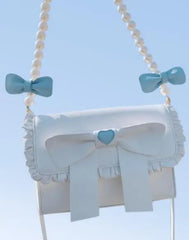 LIZAKOSHT - Sweet Lolita Shoulder Bag Jk Bag Detachable Pearl Chain Messenger Kawaii Girl Bag Soft Sister Daily Cosplay Loli