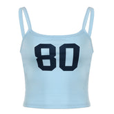 LIZAKOSHT - Street Hottie Retro Digital Print Camisole, Slim Fit Casual Sports All-match Top