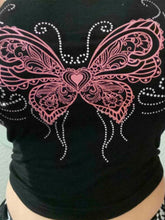 y2k 2024 Women Tube Top Sexy Y2g Women Top Butterfly Print Rhinestone