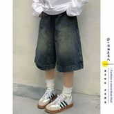 2000s fashion Fashion Harajuku Vintage High Waist Blue Denim Shorts Women's Casual Loose Fit Y2K Punk Streetwear Style Baggy Shorts