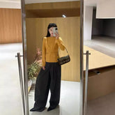 business casual outfits for women Digm Autumn and Winter Minimalist High Waist Draping Loose Straight Wool Suit Pants Casual Pants Trousers for Women 19251