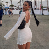 dress to impress Summer Autumn Backless Dress Bodycon Sexy Long Sleeve Women Casual Dresses Beach Party Club