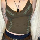 American-Style Retro Pleated Lace V-neck Camisole Women's Inner Chest Tight Waist Backless Bottoming Vest Short Top