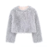 fall outfits 2024 Women's Winter New Artificial Fur Effect round Neck Short Woolen Coat Female D69137