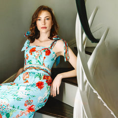 Lizakosht Vintage Purple Three Piece Sexy High Waist Bikini Summer Beach With Cover Up Separate Bandeau Swimsuit Swimwear For Girls