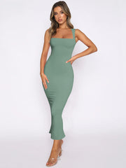 LIZAKOSHT - Women's Hip Skirt Female 2024 Spring and Summer Hot-selling Slit Slim Dress Solid Color Sexy Dress