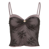 y2k Style Summer New Women's Lace Stitching Sling off-the-Neck Navel Bottoming Vest for Women
