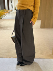 business casual outfits for women Digm Autumn and Winter Minimalist High Waist Draping Loose Straight Wool Suit Pants Casual Pants Trousers for Women 19251