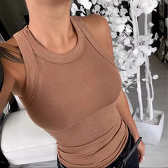 LIZAKOSHT - Chicme O-Neck Knit Sleeveless Casual Top