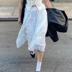 LIZAKOSHT - Women's Frill Ruffle Hem A Line Skirt, Basic Minimalist Comfort Skirt for Holiday Vacation, Lady Spring & Summer Bottoms, Skirts for Women, Summer Outfits, Womenswear