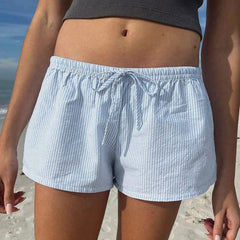 LIZAKOSHT - Women's Striped Print Bow Front Wide Leg Shorts, Casual Comfy High Waist Shorts for Summer, Fashion Women's Bottoms for Daily Wear