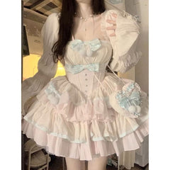 pretty halloween costumes French First Love Sweet Lolita Lolita Princess Dress Birthday Dress Waist-Tight Design Sense Fluffy Dress