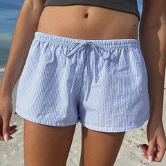 LIZAKOSHT - Women's Striped Print Bow Front Wide Leg Shorts, Casual Comfy High Waist Shorts for Summer, Fashion Women's Bottoms for Daily Wear