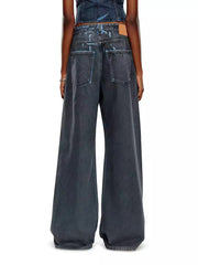 LIZAKOSHT - American Retro Niche Low Waist Wide Leg Jeans Women Summer Loose Distressed Drape Casual Pants Women